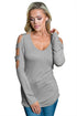 Sexy Gray Cut out Open Shoulder Ruched Side Blouse